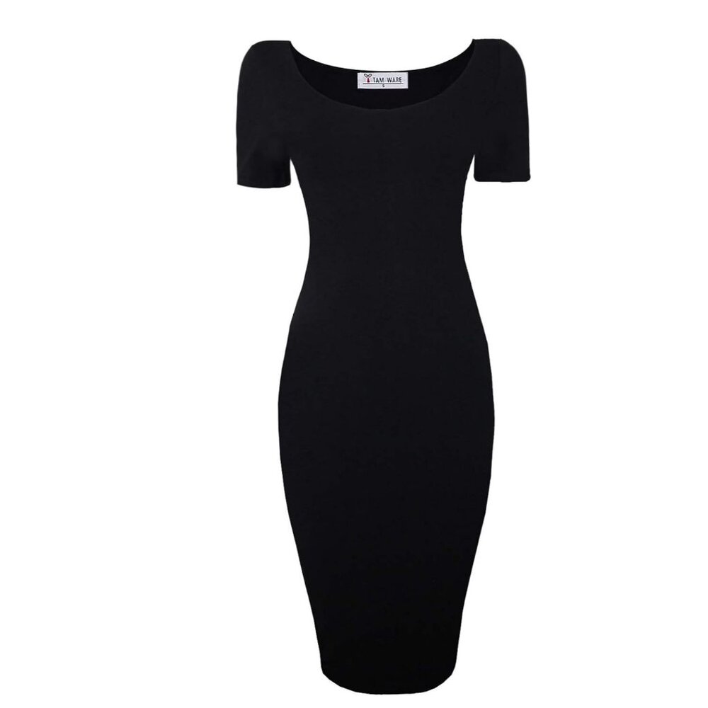 🍒 2/$20 🍒 Black Cotton A-line Scoop Neck Short Sleeve Dress sz Large